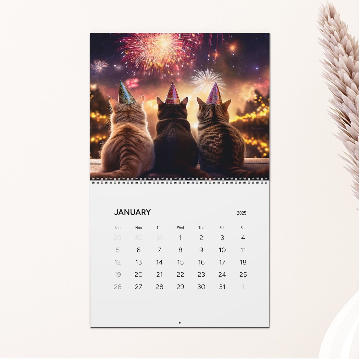 2025 Purrfect Moments Cat Wall Calendar, AI Generated Images, 11x8.5 or 14x11.5, Spiral Binding, Vibrant Colors, Matte Paper Stock - EternalAscension