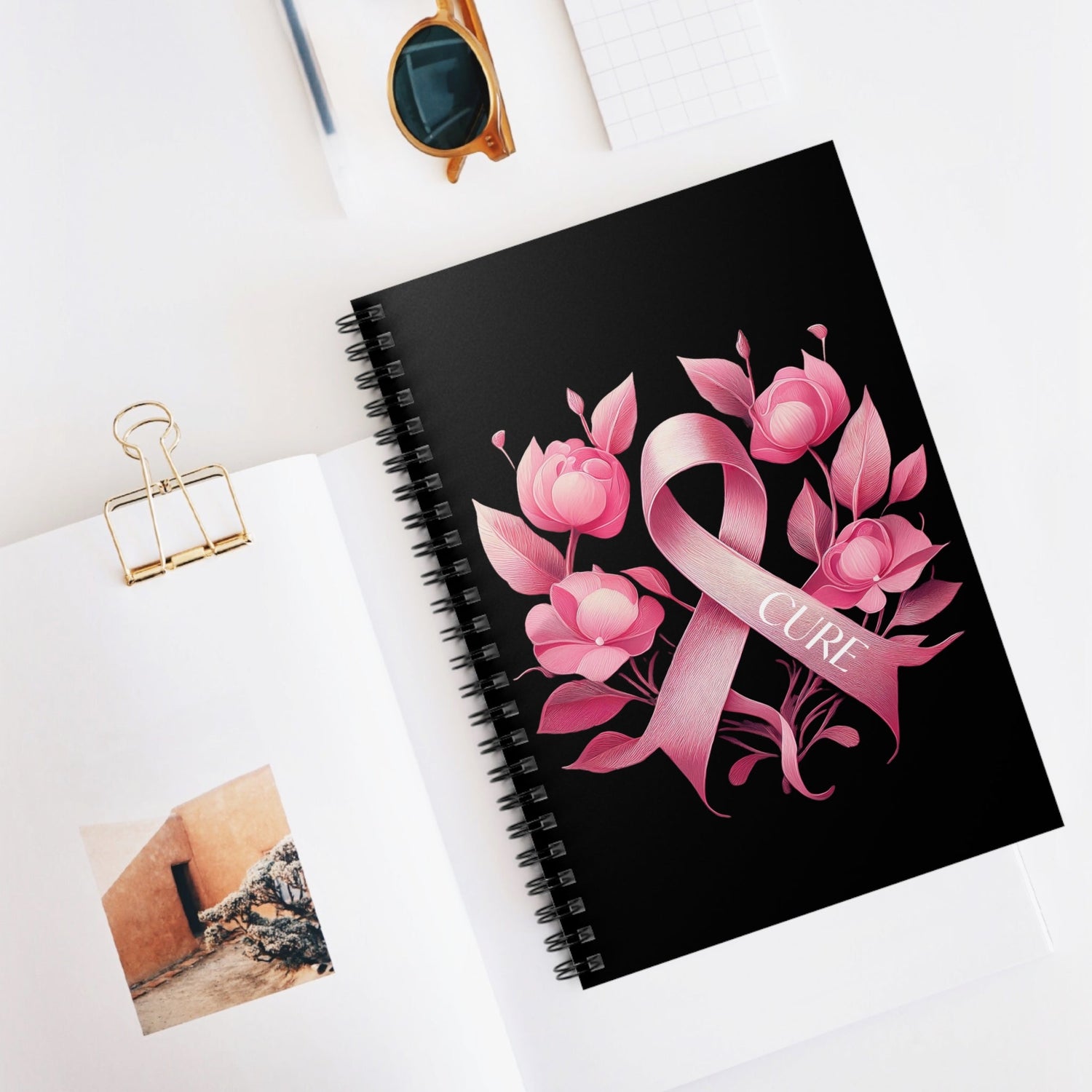 Cure Floral Ribbon Spiral Notebook - Ruled Line - EternalAscension