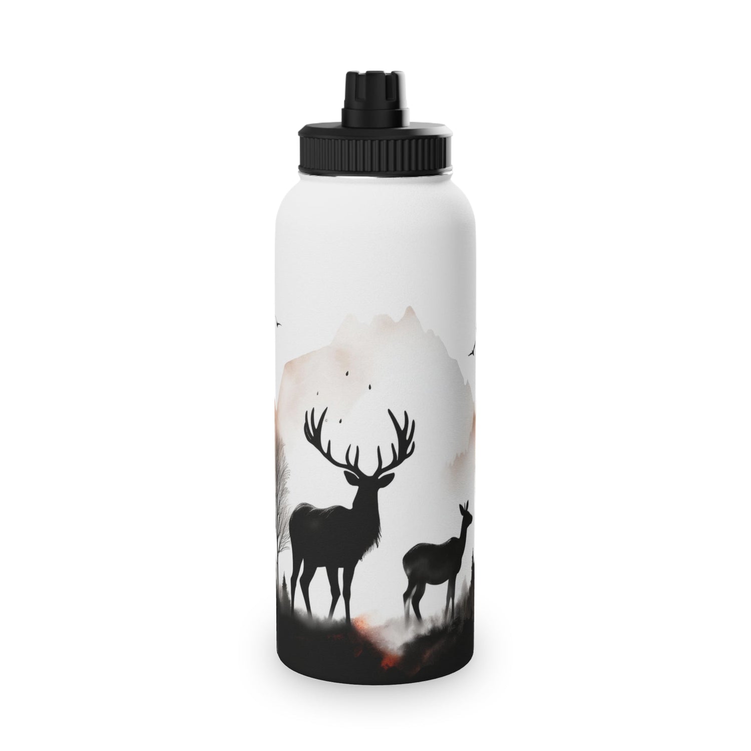 Deer Forest Stainless Steel Water Bottle, Sports Lid - Nature Lover Hiking Hydration, Eco - Friendly Gift, Outdoor Adventure, Gym Companion, - EternalAscension