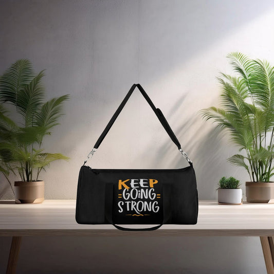 Duffel Bag - 'KEEP GOING STRONG' Motivational Message Gym Travel Bag - EternalAscension