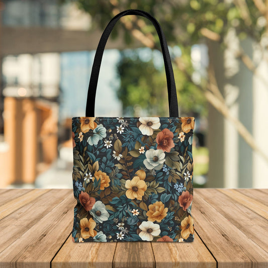 Floral Tote Bag with Vibrant Flower Pattern - EternalAscension