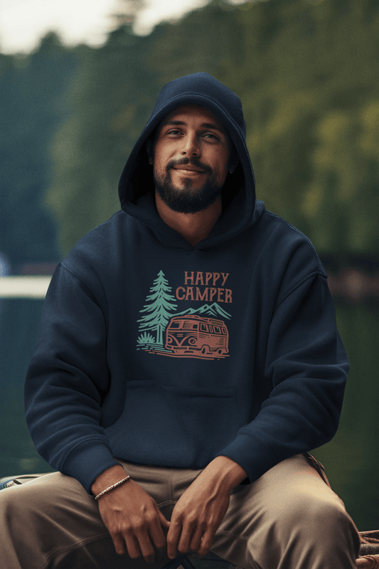 Happy Camper Unisex Hoodie - Adventure in Comfort - EternalAscension