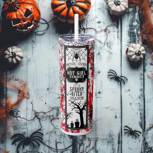 Its Spooky Season! Skinny Tumbler with Straw, 20oz - EternalAscension