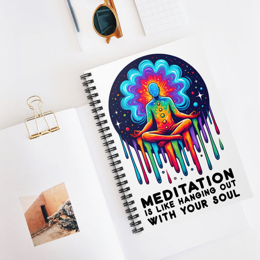 Psychedelic Ruled Line Notebook with Meditative Chakra Design - EternalAscension