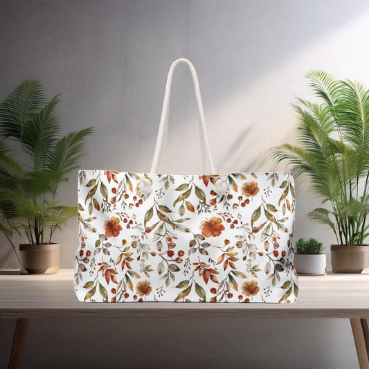 Weekender Bag - Botanical Floral Pattern Tote - EternalAscension