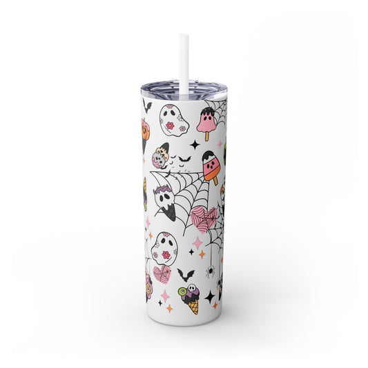 Whimsical Halloween Delight Skinny Tumbler with Straw, 20oz - EternalAscension